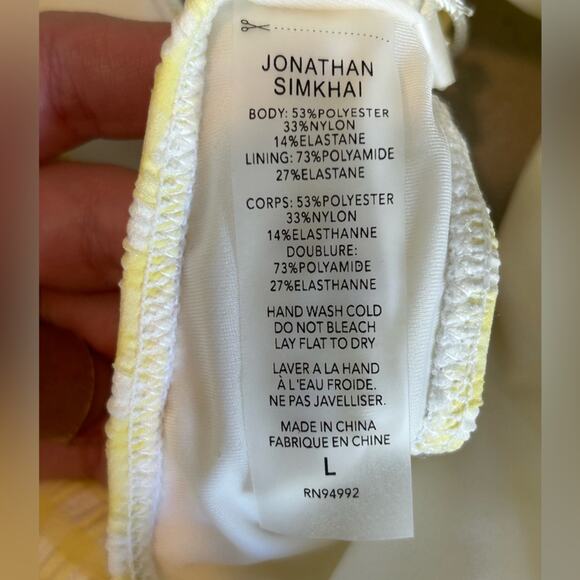 NEW $185 Jonathan simkhai lemonade yellow white gingham bikini bottoms sz large - Picture 5 of 7